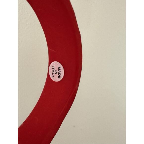 Vintage Bangle Bracelet Translucent Cherry Red Resin Asymmetrical Made In Italy - Picture 10 of 13